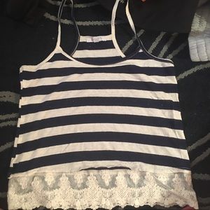 Striped blue and white tank top
